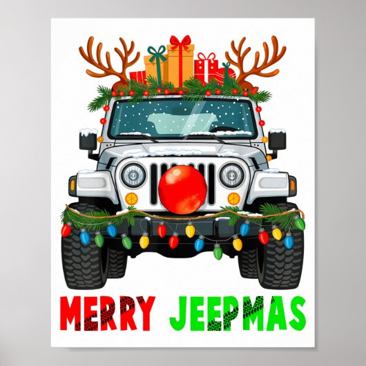 Poster Merry Jeepmas Ugly Light Reindeer Christmas (Devant)