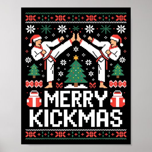 Poster Merry Kickmas Karate Jiu Jitsu Ugly Christmas Desi (Devant)