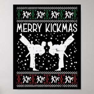 Poster Merry Kickmas Ugly Christmas Karaté Jiu Jitsu Mart