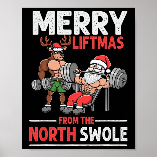 Poster Merry Liftmas De North Swole Muscle Père Noël Poid (Devant)