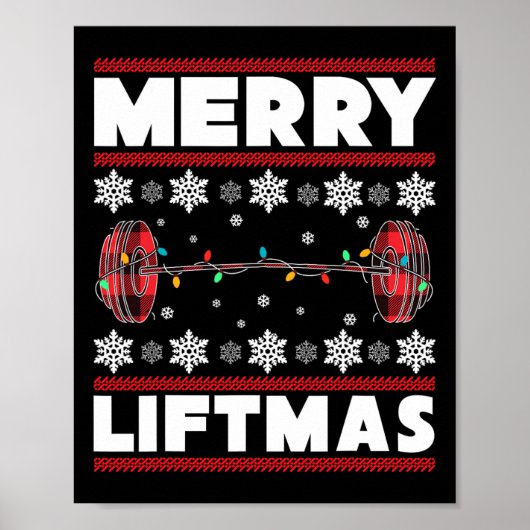 Poster Merry Liftmas Fun Christmas Gym Workout Fitness Gi (Devant)