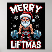 Poster Merry Liftmas Funny Santa Claus Workout Gym Fitnes (Devant)