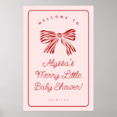 Poster Merry Little Baby Shower Welcome Sign with Bow (Devant)