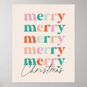 Poster Merry Merry Merry Christmas Colourful Typography (Devant)