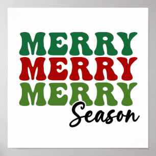Poster Merry Merry Merry Saison - Retro Holiday Art