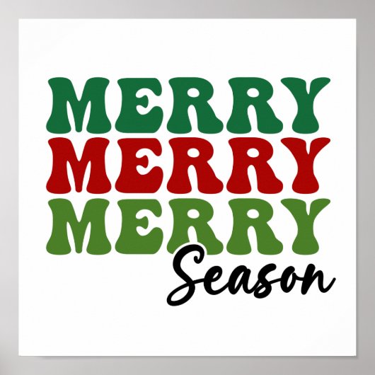 Poster Merry Merry Merry Saison - Retro Holiday Art (Devant)