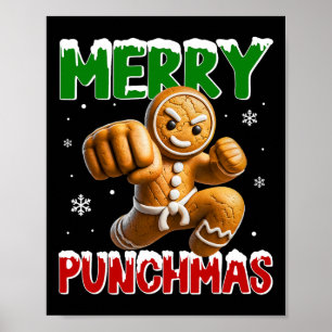 Poster Merry Punchmas Taekwondo Karate Gingerbread Man Ma