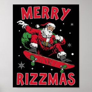 Poster Merry Rizz Mas Enfants Funny Santa Clause Skate Bo