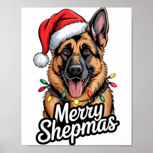 Poster Merry Shepmas Berger Allemand Lumières de Noël Hum