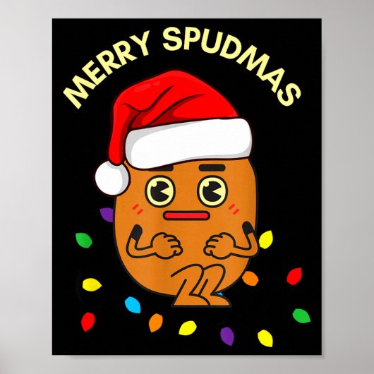 Poster Merry Spudmas Funny Tato Santa Holiday Lights Chri (Devant)