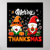 Poster Merry Thanksmas Funny Fall Thanksgiving Santa Gnom (Devant)