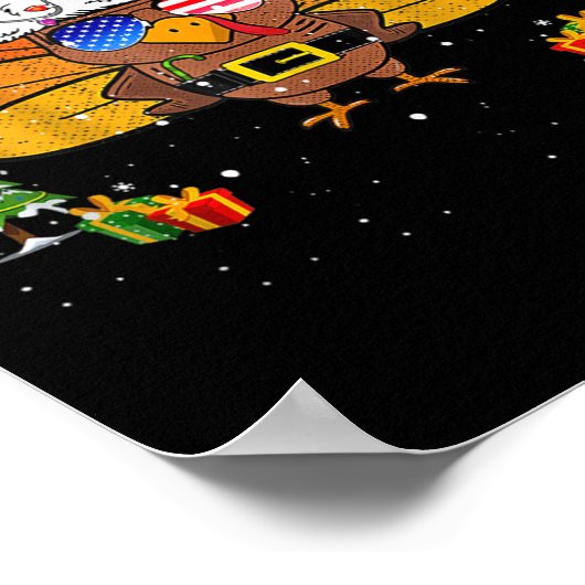 Poster Merry Thanksmas Happy Thanksgiving Santa Turkey Xm (Coin)