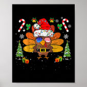 Poster Merry Thanksmas Happy Thanksgiving Santa Turkey Xm (Devant)