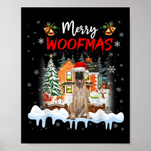 Poster Merry Woofmas Berger belge Chien de Noël