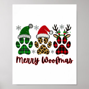 Poster Merry Woofmas Chien Plaid Animal Empreinte de patt