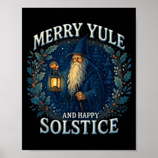Poster Merry Yule And Happy Solstice Mystic Winter Quote (Devant)