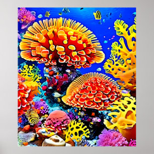 Poster Merveille d'art de récif de corail vibrant