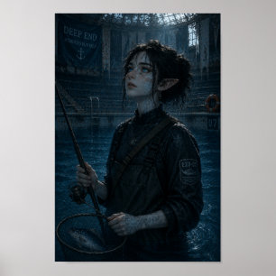 Poster Merveille / Pêcheuse / Piscine