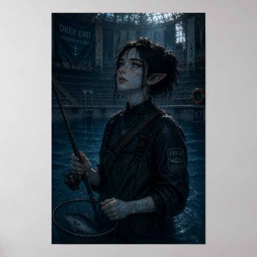 Poster Merveille / Pêcheuse / Piscine (Devant)