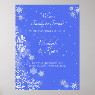 Poster Merveilleux Paysage d'Hiver, Flocons de Neige, Bie
