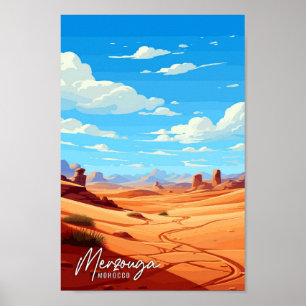 Poster Merzouga Maroc Illustration de voyage artisanale