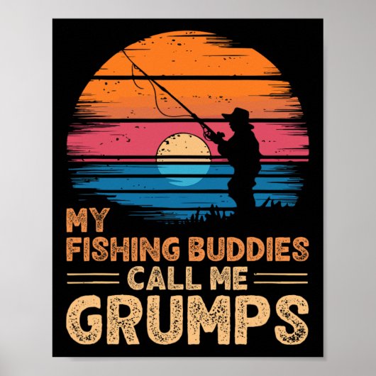 Poster Mes copains de pêche m'appellent Grumps Rétro Vint (Devant)