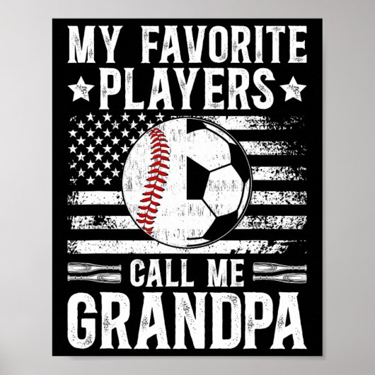 Poster Mes joueurs préférés m'appellent Papy Soccer Baseb (Devant)