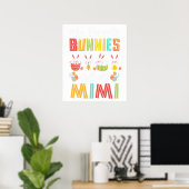 Poster mes lapins préférés m'appellent mimi, rétro, vinta (Bureau à domicile)