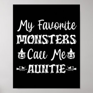 Poster Mes Monstres Favoris M'Appelent Tante Fun Chat Tan