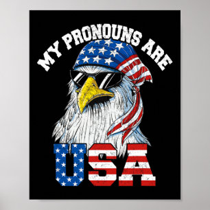 Poster Mes pronoms sont aigle patriotique Usa drôle 4 jui
