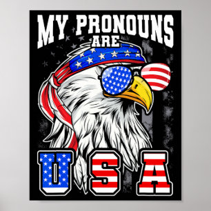 Poster Mes Pronounes Sont Usa Aigle Américain Amusant 4èm