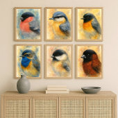Poster Mésange à l'aquarelle : Portrait de doux oiseau ch