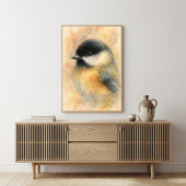 Poster Mésange à l'aquarelle : Portrait de doux oiseau ch