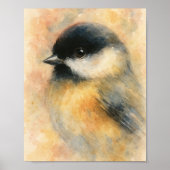 Poster Mésange à l'aquarelle : Portrait de doux oiseau ch (Devant)