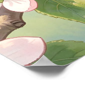 Poster Mésange bleue à l'aquarelle sur un pommier au prin (Coin)