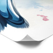 Poster Mésange bleue à l'aquarelle sur un pommier au prin (Coin)