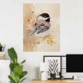 Poster Mésange originale peinte à la main à l'aquarelle (Bureau à domicile)