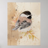 Poster Mésange originale peinte à la main à l'aquarelle (Devant)