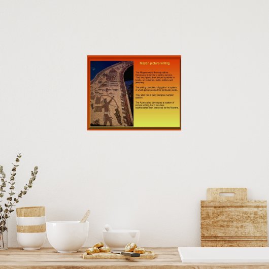 Poster Méso-Amérique, écriture maya (Cuisine)