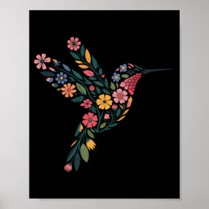 Poster Messag caché subtil anti-Trump Floral Hummingbird
