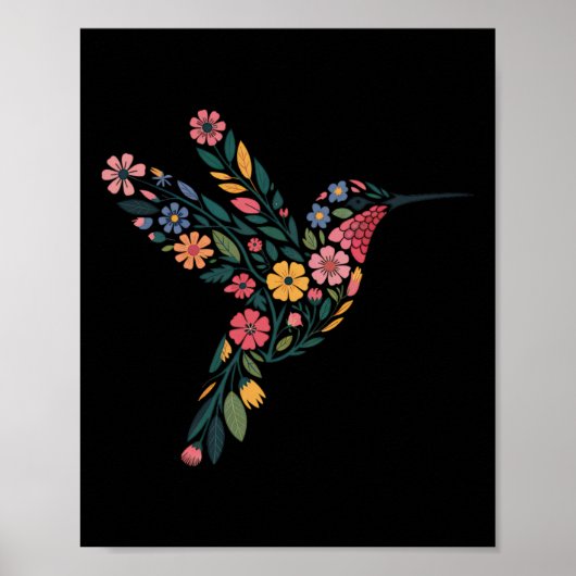 Poster Message caché subtil anti-Trump de colibri floral (Devant)