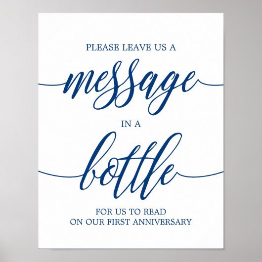 Poster Message dans un Mariage de bouteille Signal bleu C (Devant)