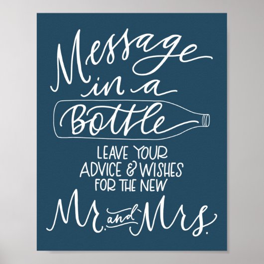 Poster Message dans un panneau Mariage de bouteille - ble (Devant)