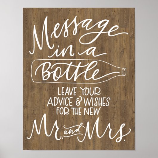 Poster Message dans un panneau Mariage de bouteille - Boi (Devant)