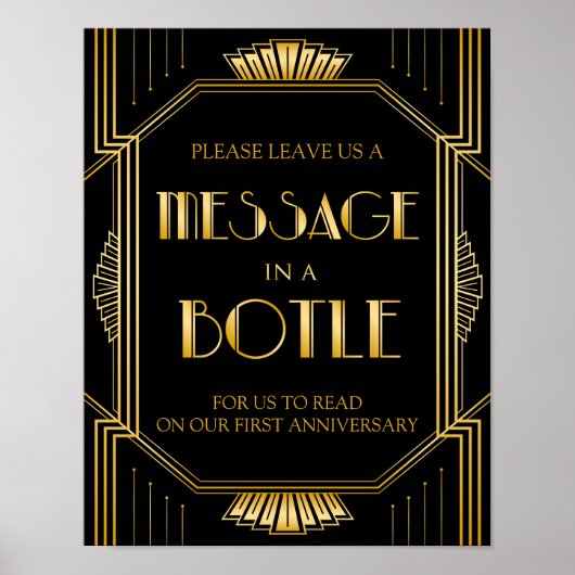 Poster Message dans un panneau Mariage de bouteille | Gat (Devant)