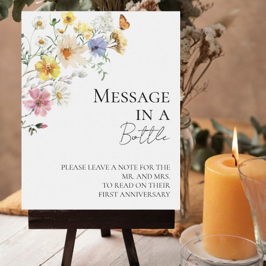 Poster Message dans une bouteille Boho Mariage du livre d