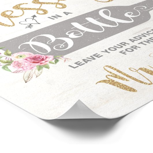 Poster Message dans une bouteille Conseils et vœux de mar (Coin)