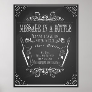 Poster "Message dans une bouteille" Livre d'invité mariag