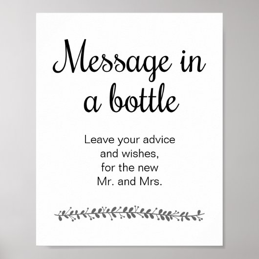 Poster Message Dans Une Bouteille Livre D'Invité Mariage (Devant)