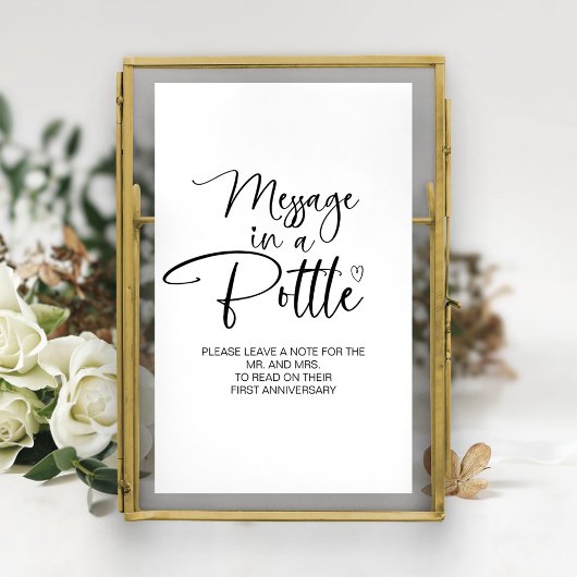 Poster Message dans une bouteille Mariage panneau du livr